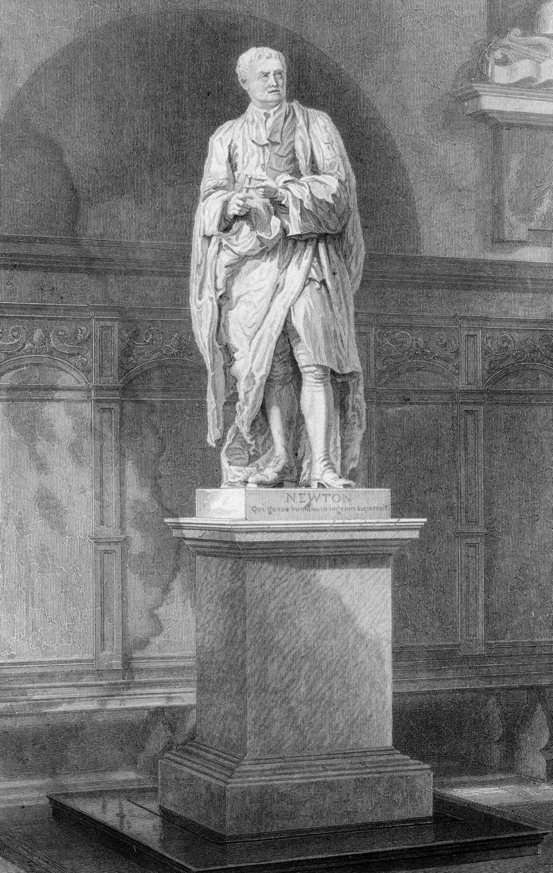 Statue av Sir Isaac Newton, engelsk matematiker, astronom og fysiker, 1800-tallet. av John Le Keux