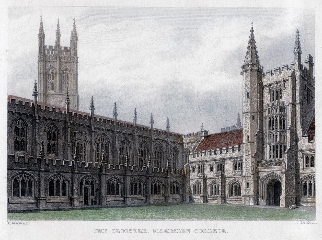 The Cloister, Magdalen College, Oxford University, 1800-tallet. av John Le Keux