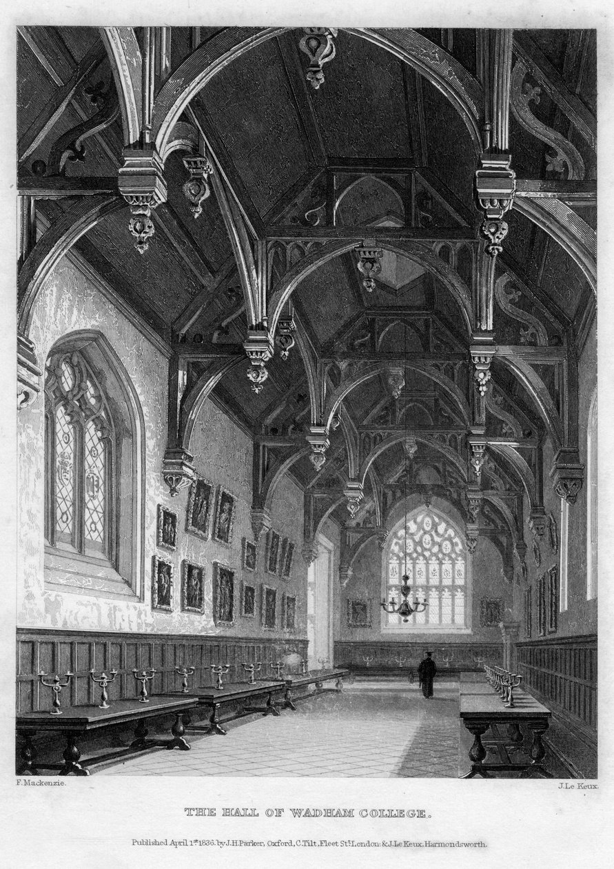The Hall of Wadham College, Oxford University, 1836. av John Le Keux