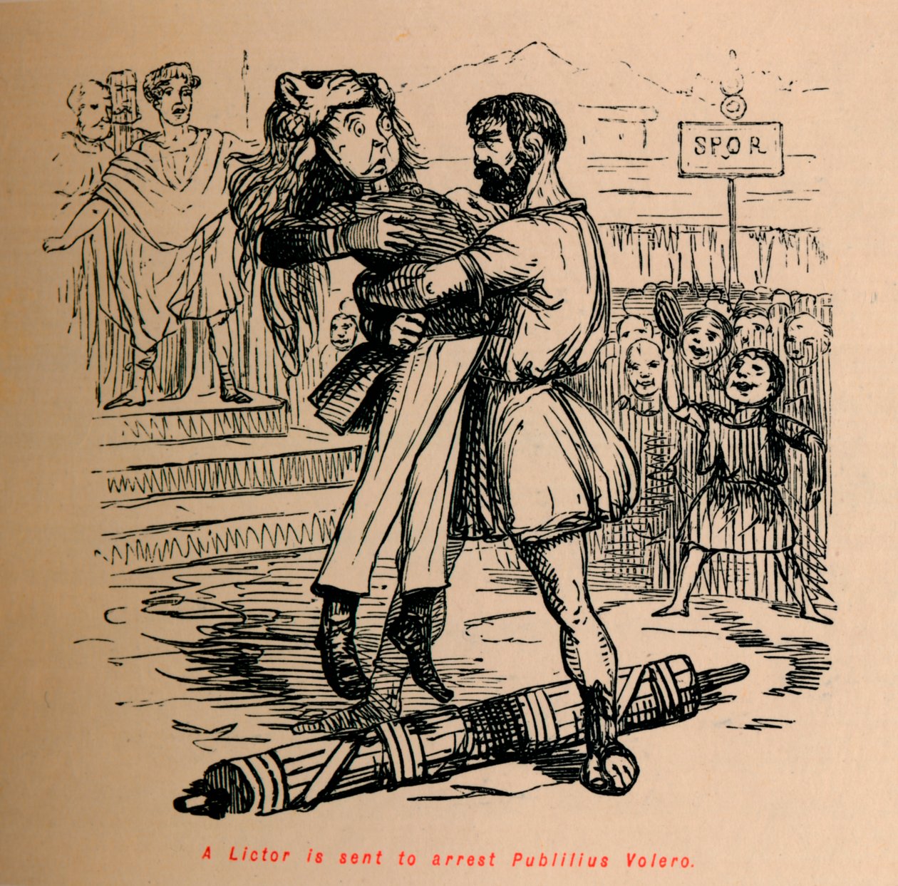 En Lictor blir sendt for å arrestere Publilius Volero, 1852 av John Leech