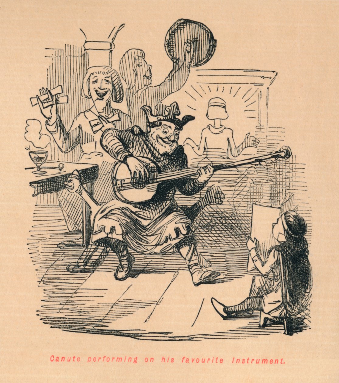 Knut opptrådte på favorittinstrumentet sitt, c1860, c1860 av John Leech