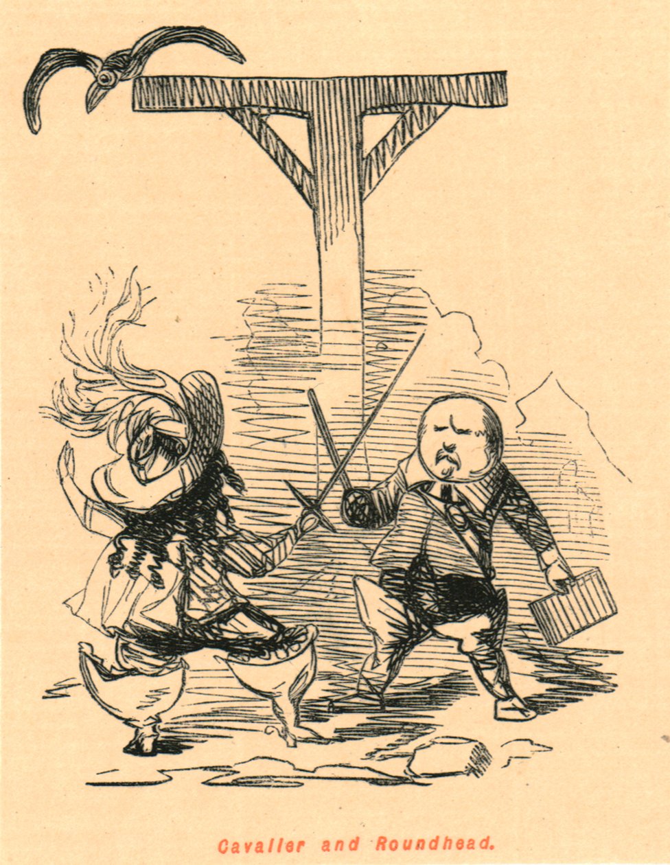 Cavalier og Roundhead, 1897. av John Leech