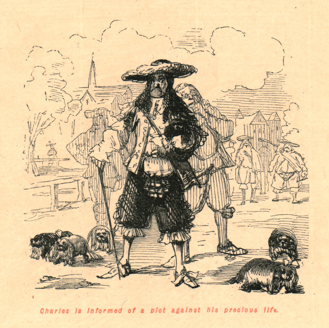 Charles blir informert om et komplott mot hans dyrebare liv, 1897. av John Leech