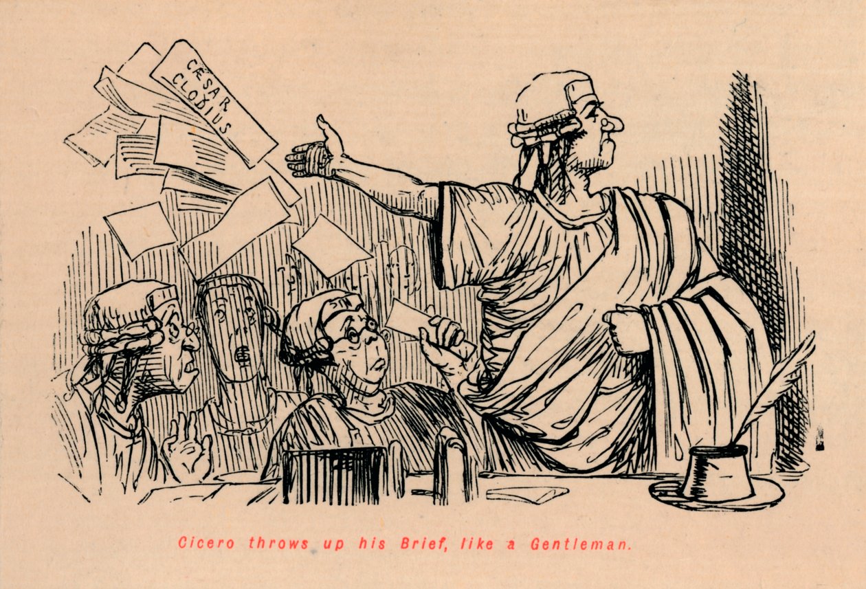 Cicero kaster opp sin Brief, like a Gentleman, 1852 av John Leech
