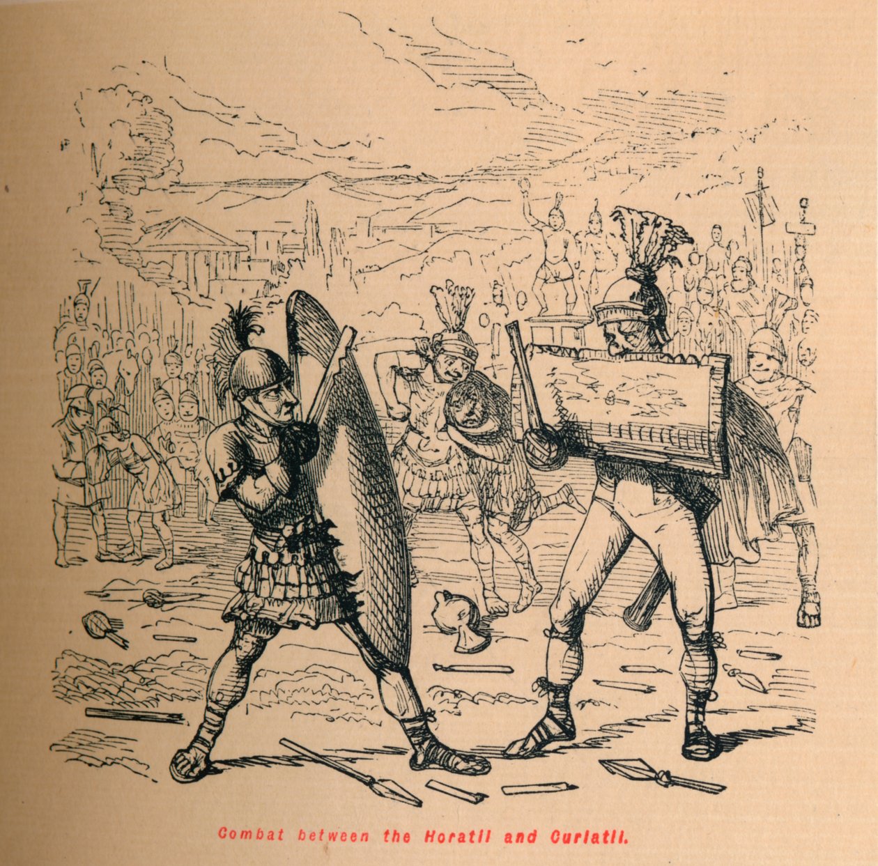 Kamp mellom Horatii og Curiatii, 1852 av John Leech