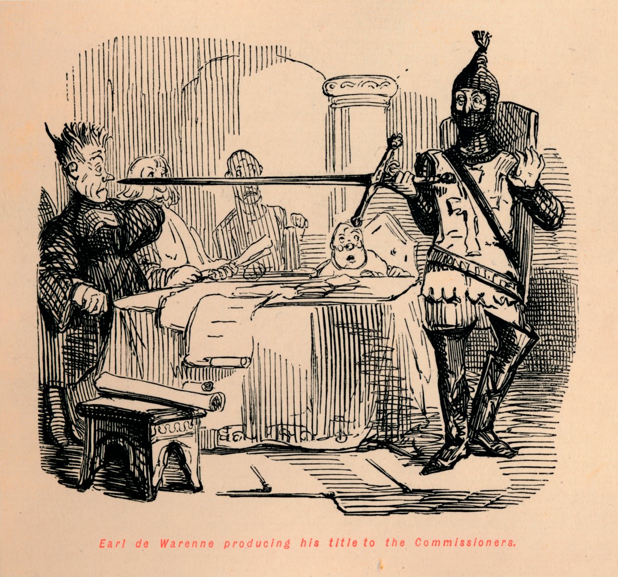 Earl de Warenne produserer sin tittel til kommisjonærene, c1860, c1860 av John Leech