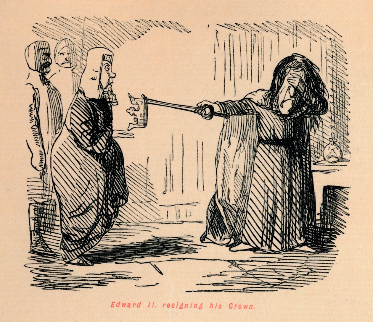 Edvard II. fratrer sin krone, c1860, c1860 av John Leech