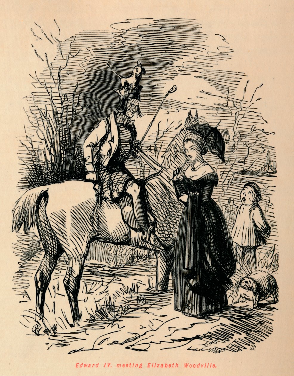 Edward IV, møte Elizabeth Woodville, c1860, c1860. av John Leech