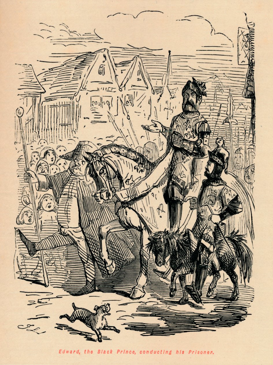 Edward den svarte prinsen, dirigerer sin fange, c1860, c1860 av John Leech