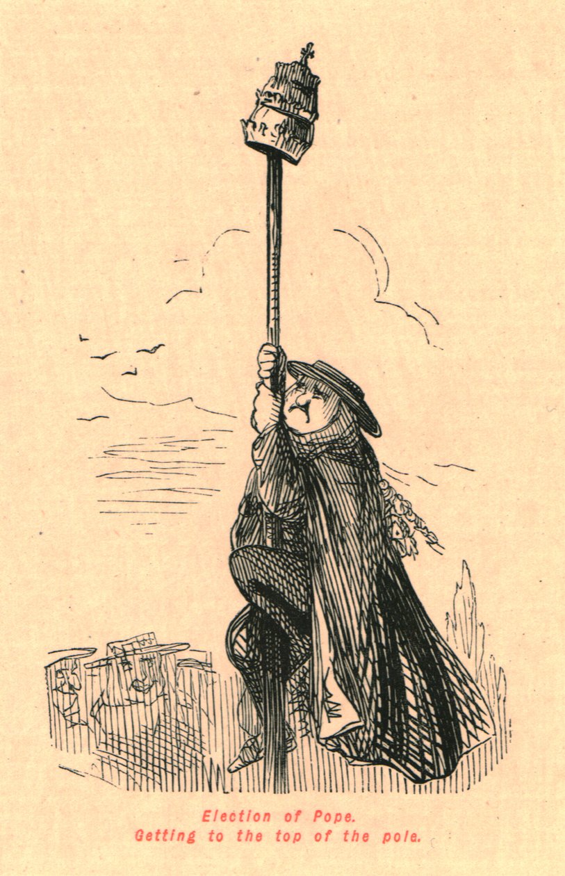 Valg av pave. Å komme til toppen av polen, 1897. av John Leech