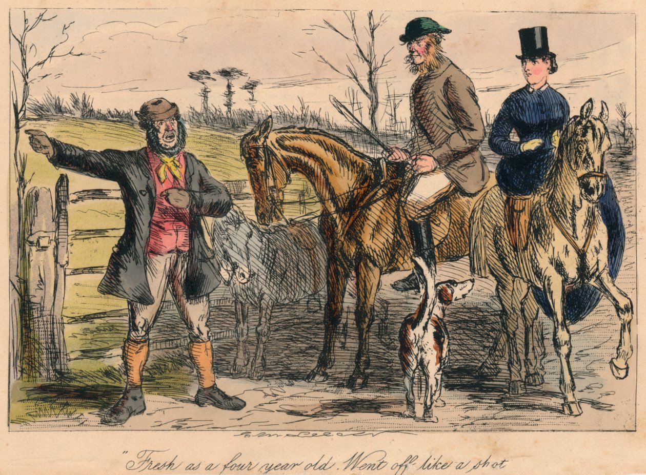 Frisk som fireåring. Gikk av som et skudd, 1865 av John Leech