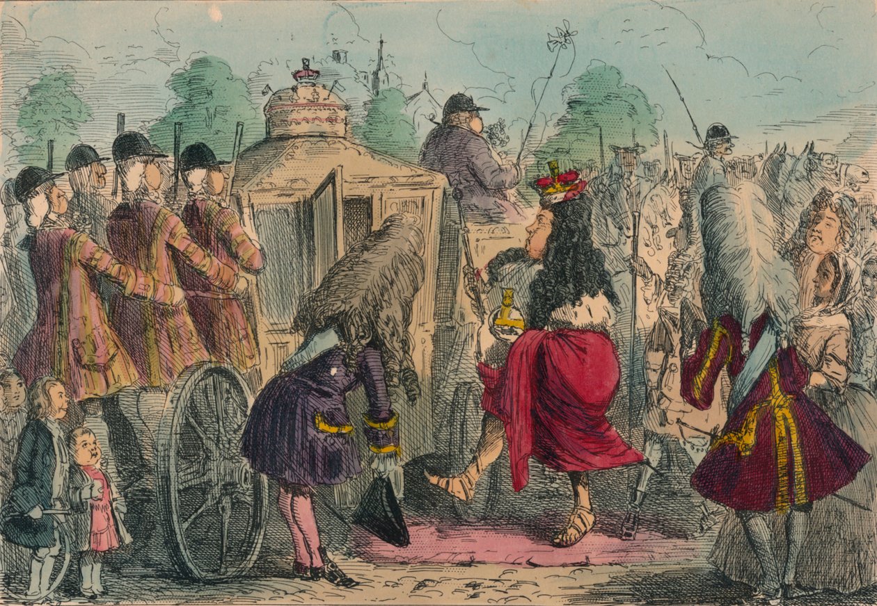 Georgy Porgy den første dro ut på en tur i sin State Coachy Poachy, 1850 av John Leech