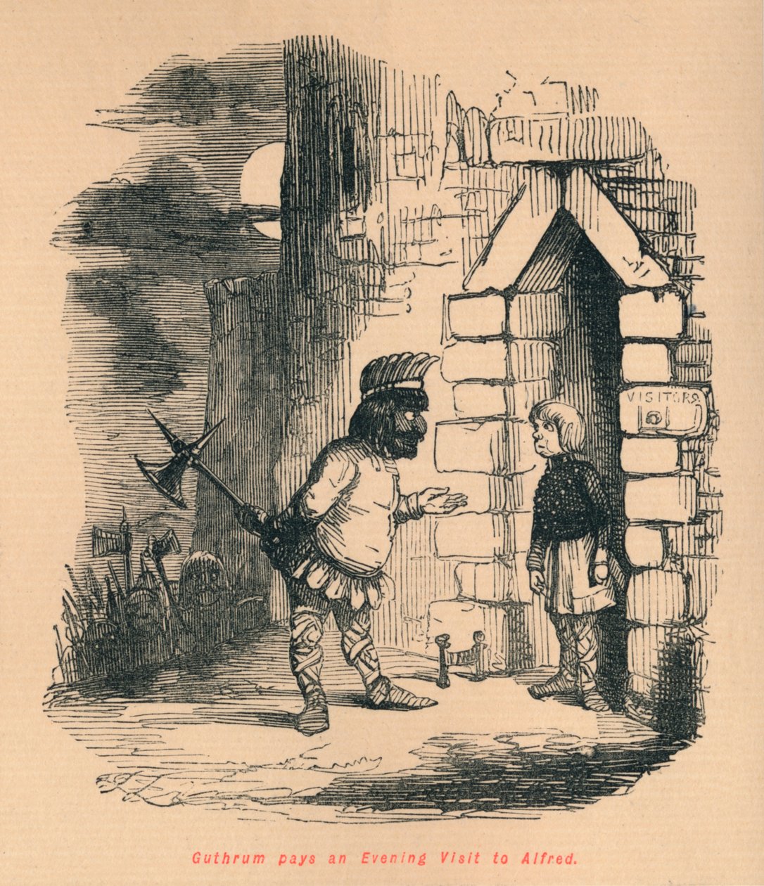 Guthrum avlegger et kveldsbesøk til Alfred, c1860, c1860. av John Leech