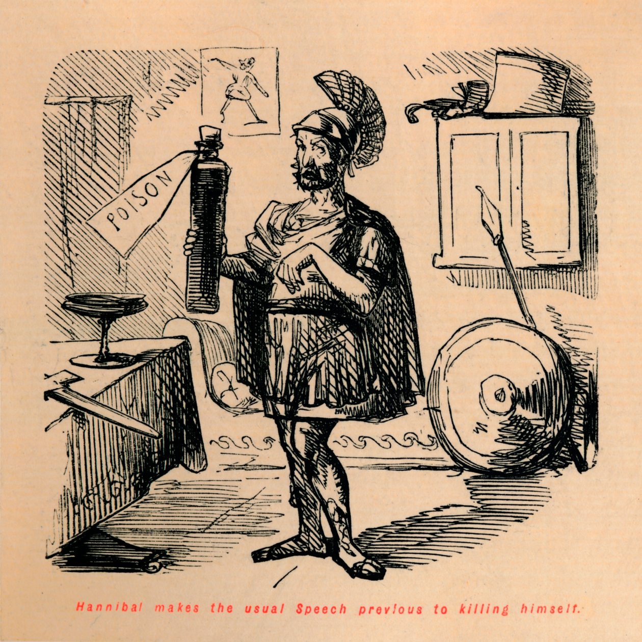 Hannibal holder den vanlige talen før han tok sitt eget liv, 1852 av John Leech