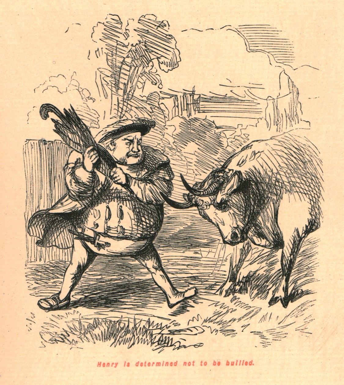 Henry er fast bestemt på ikke å bli mobbet, 1897. av John Leech