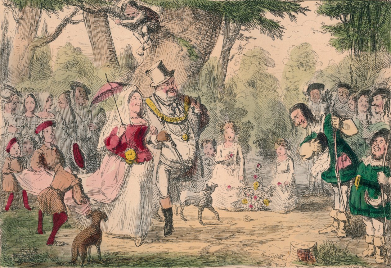Henry den åttende og hans dronning ut en Maying, 1850 av John Leech