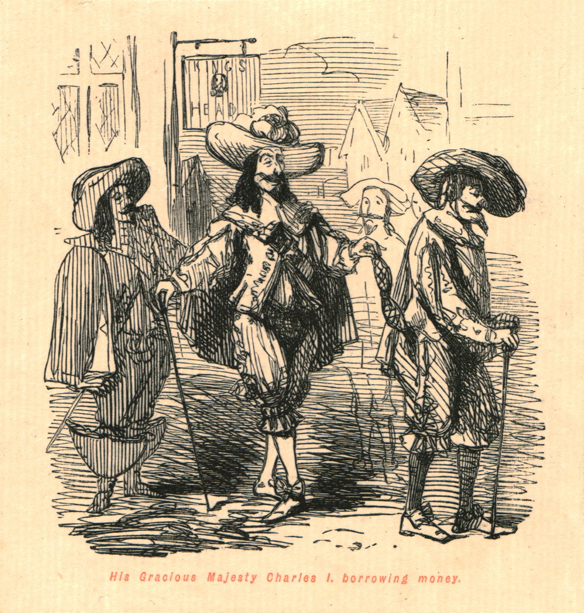 Hans nådige majestet Charles I, lånte penger, 1897. av John Leech