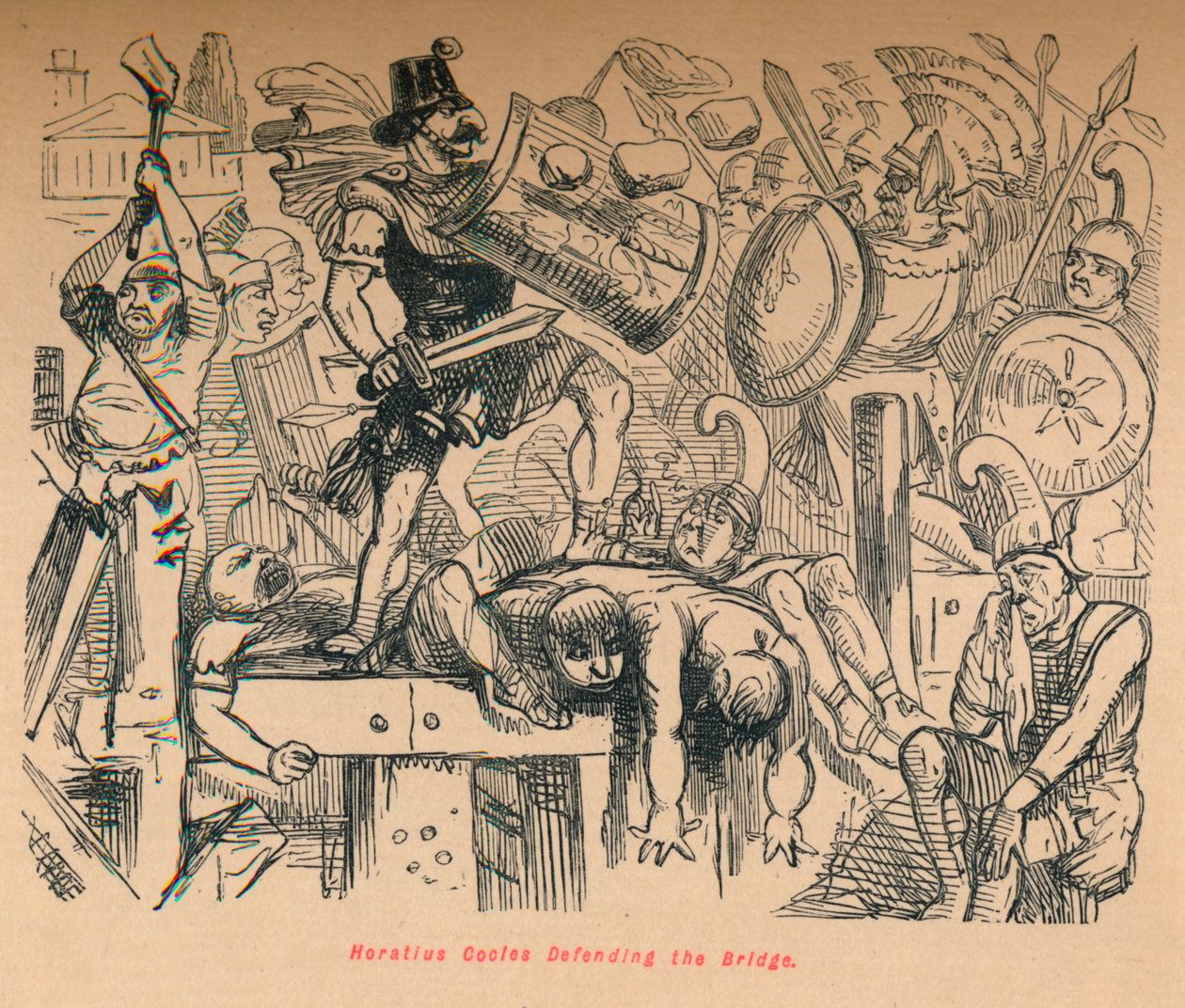 Horatius Cocles forsvarer broen, 1852 av John Leech