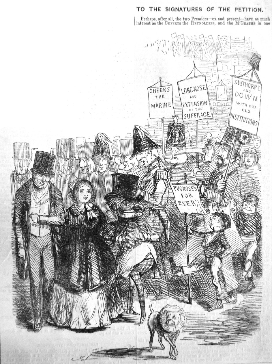 Hvordan chartistprosesjonen kan ha sett ut, 1848 av John Leech