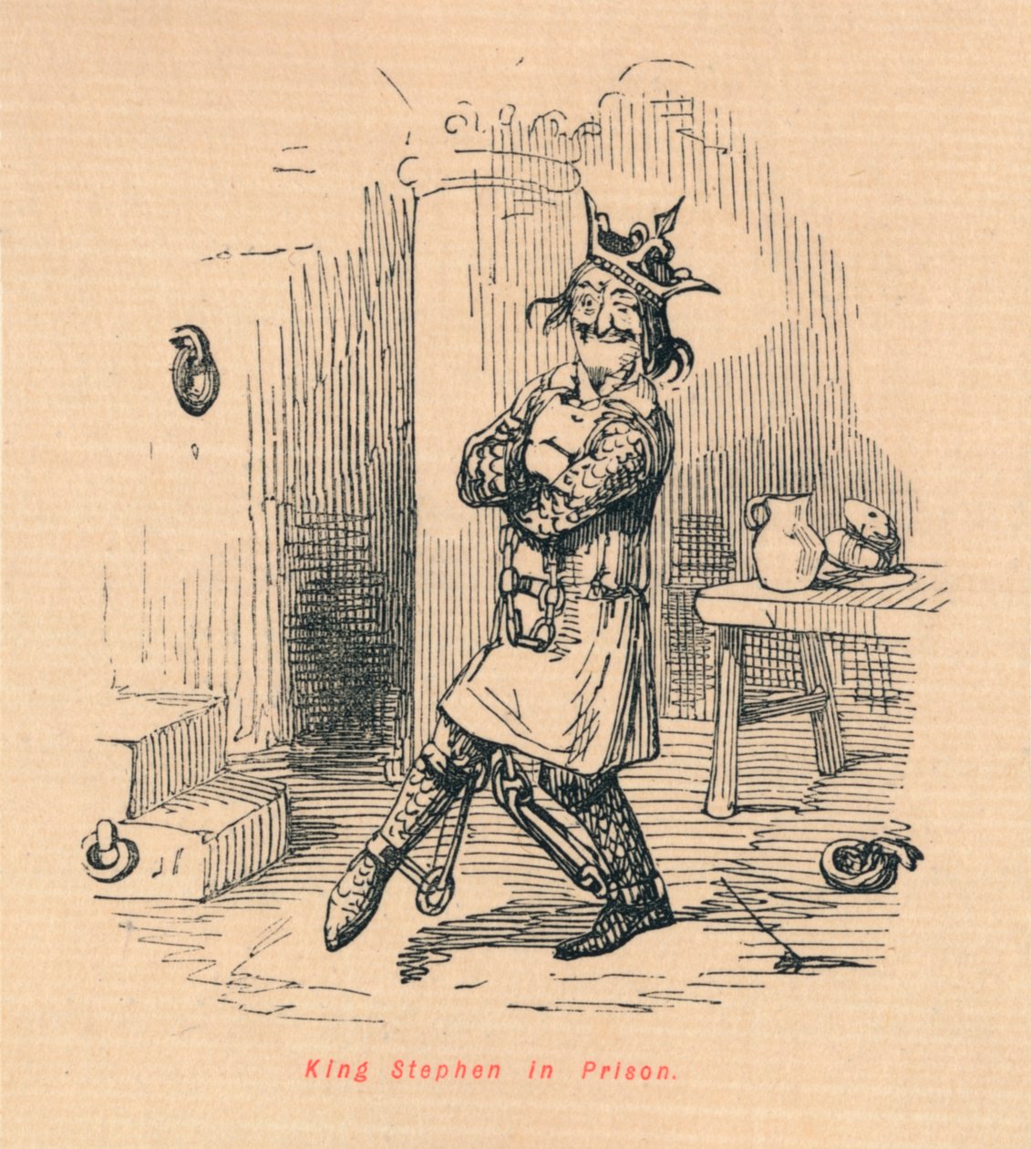 Kong Stephen i fengsel, c1860, c1860 av John Leech