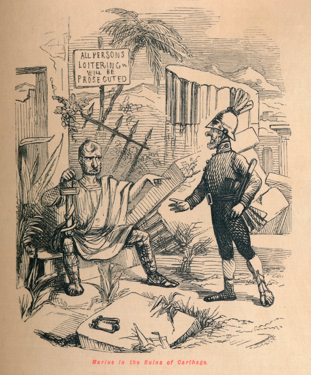 Marius i ruinene av Kartago, 1852 av John Leech