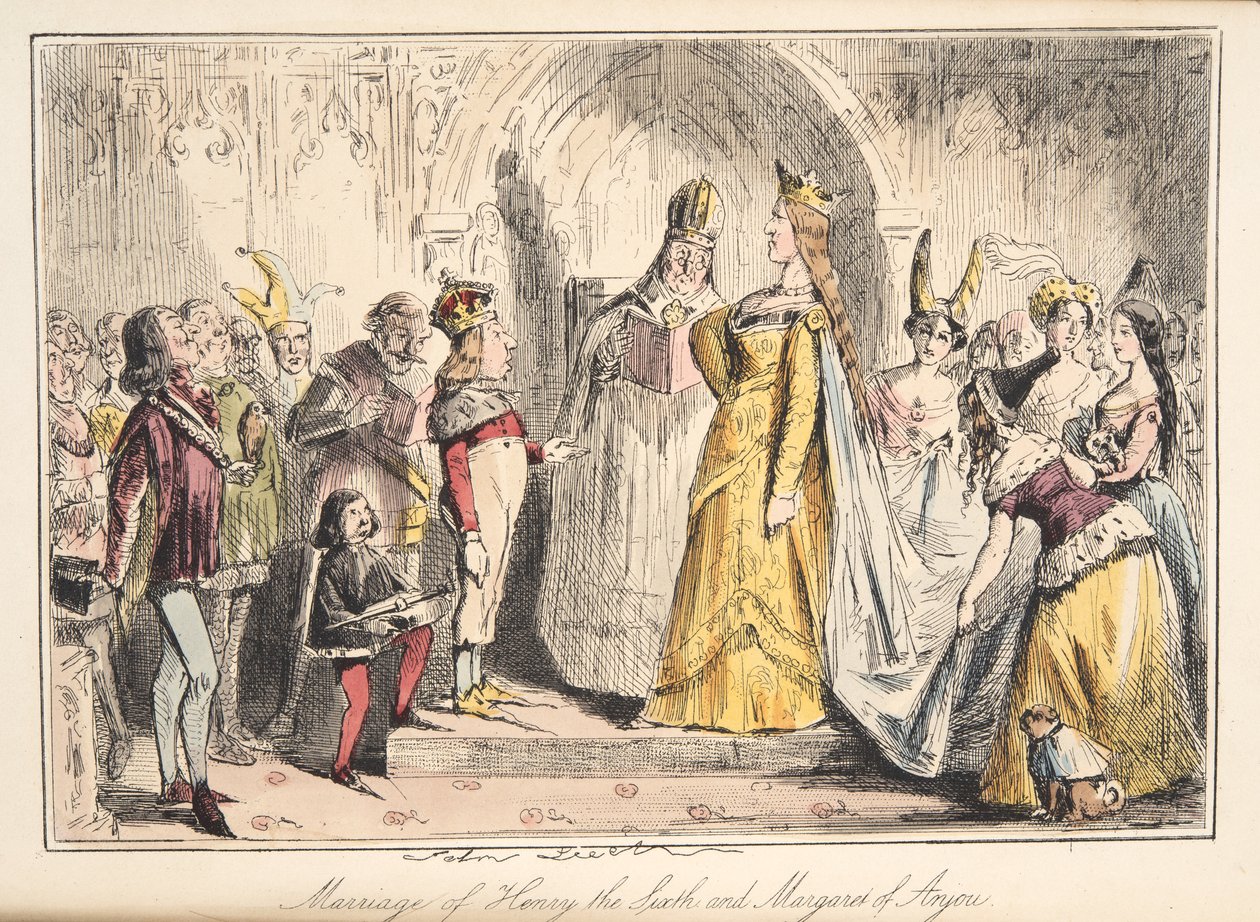 Ekteskap med Henry VI, med Margaret av Anjou, fra The Comic History of England, pub. 1864 (håndfarget etsning) av John Leech