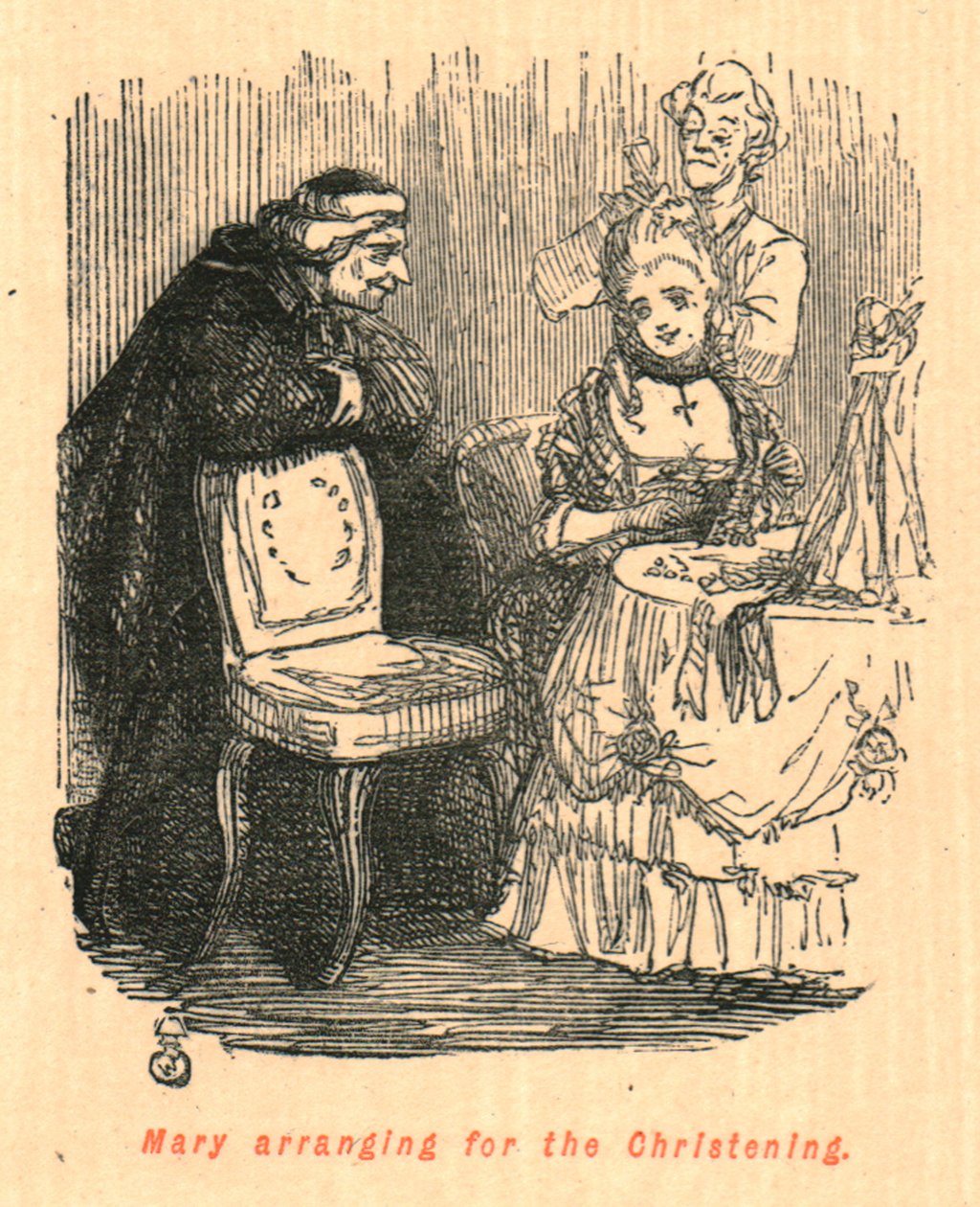 Mary arrangerer dåp, 1897. av John Leech