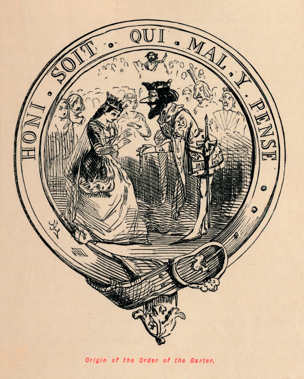 Opprinnelsen til strømpebåndsordenen, c1860, c1860 av John Leech