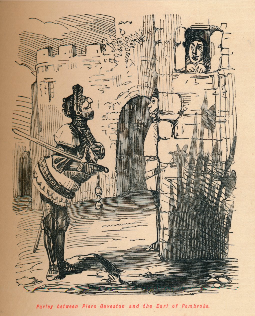 Parley mellom Piers Gaveston og jarlen av Pembroke., c1860, c1860 av John Leech
