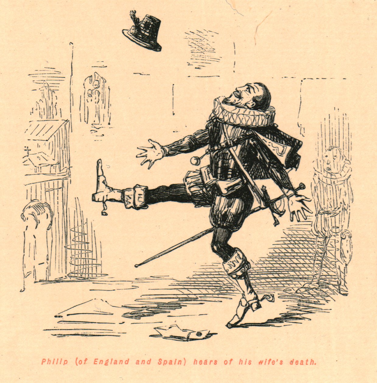 Philip av England og Spania hører om hans kones død, 1897. av John Leech