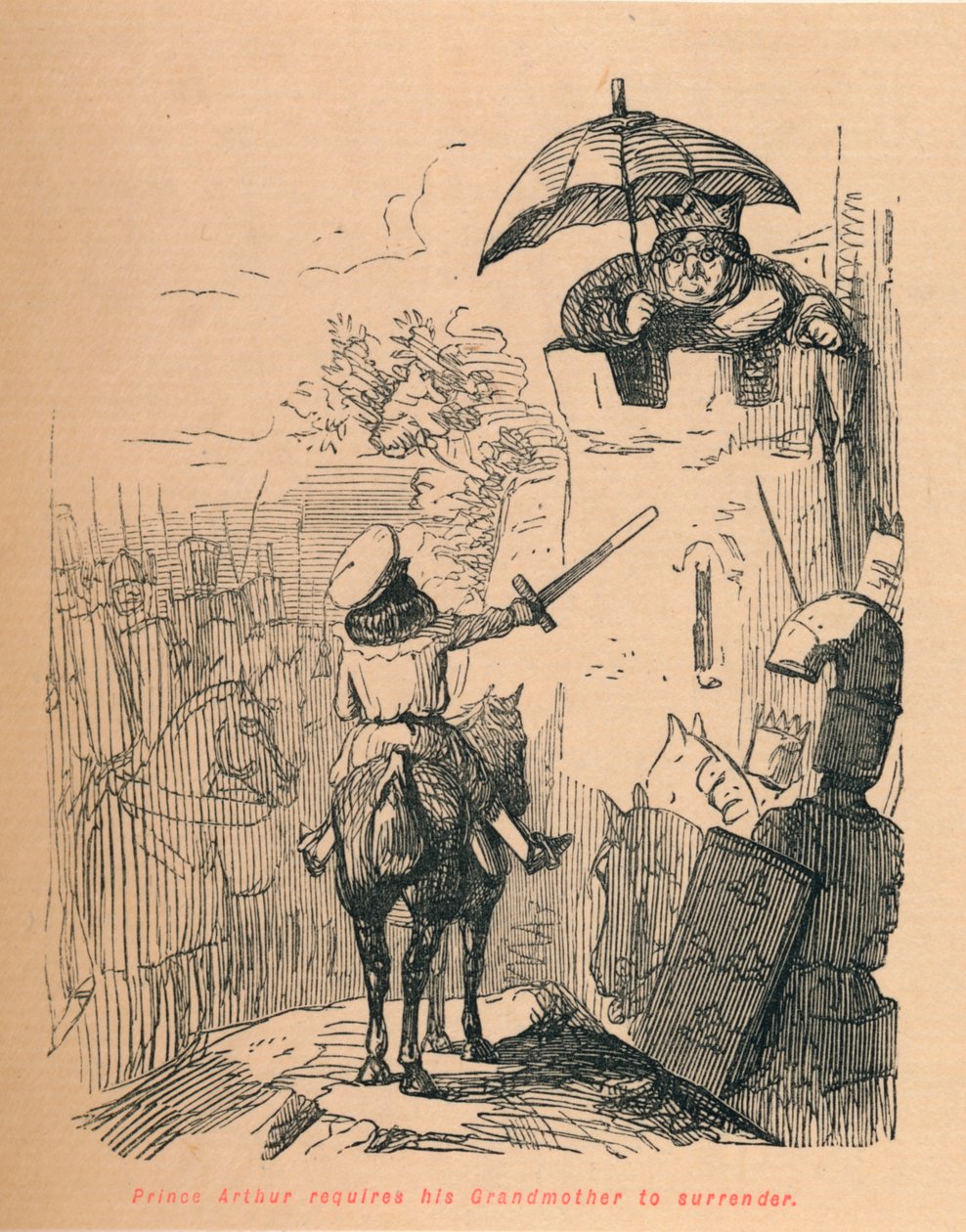 Prins Arthur krever at bestemoren hans overgir seg, c1860, c1860 av John Leech