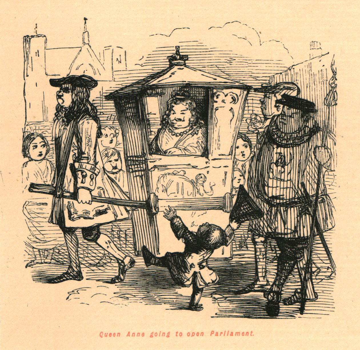 Dronning Anne skal åpne parlamentet, 1897. av John Leech