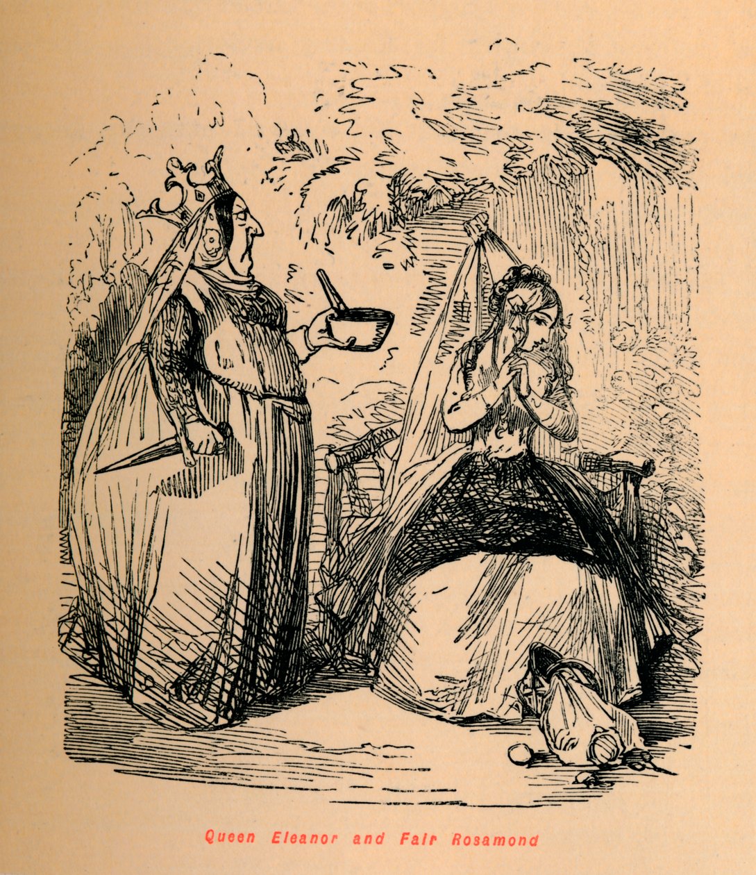 Dronning Eleanor og Fair Rosamond, c1860, c1860 av John Leech