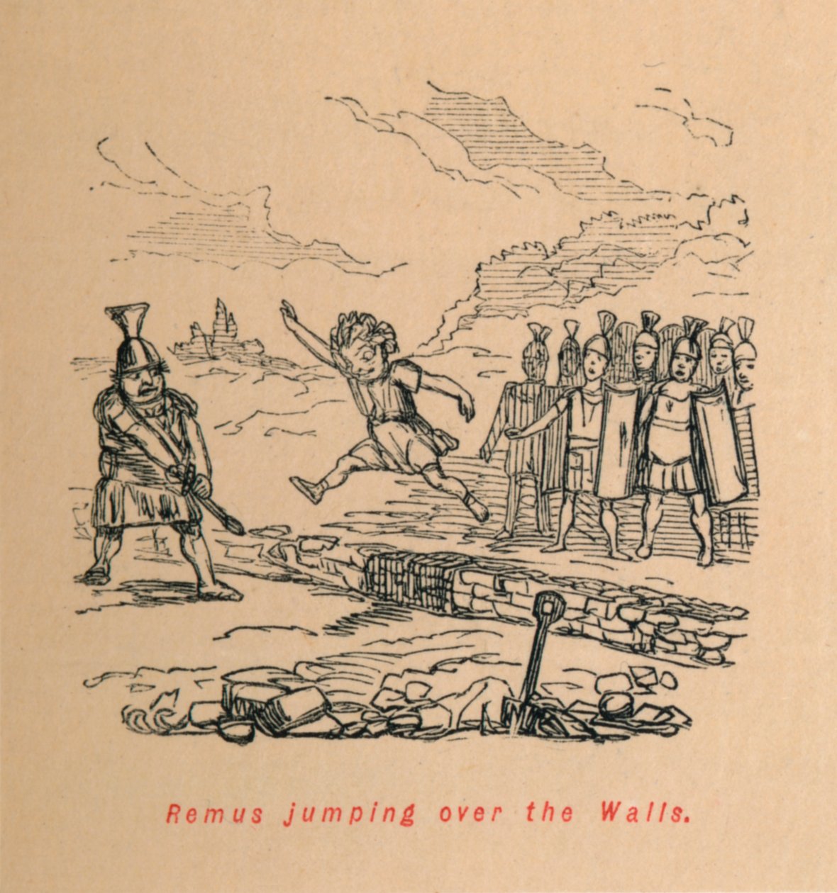 Remus hopper over murene, 1852 av John Leech