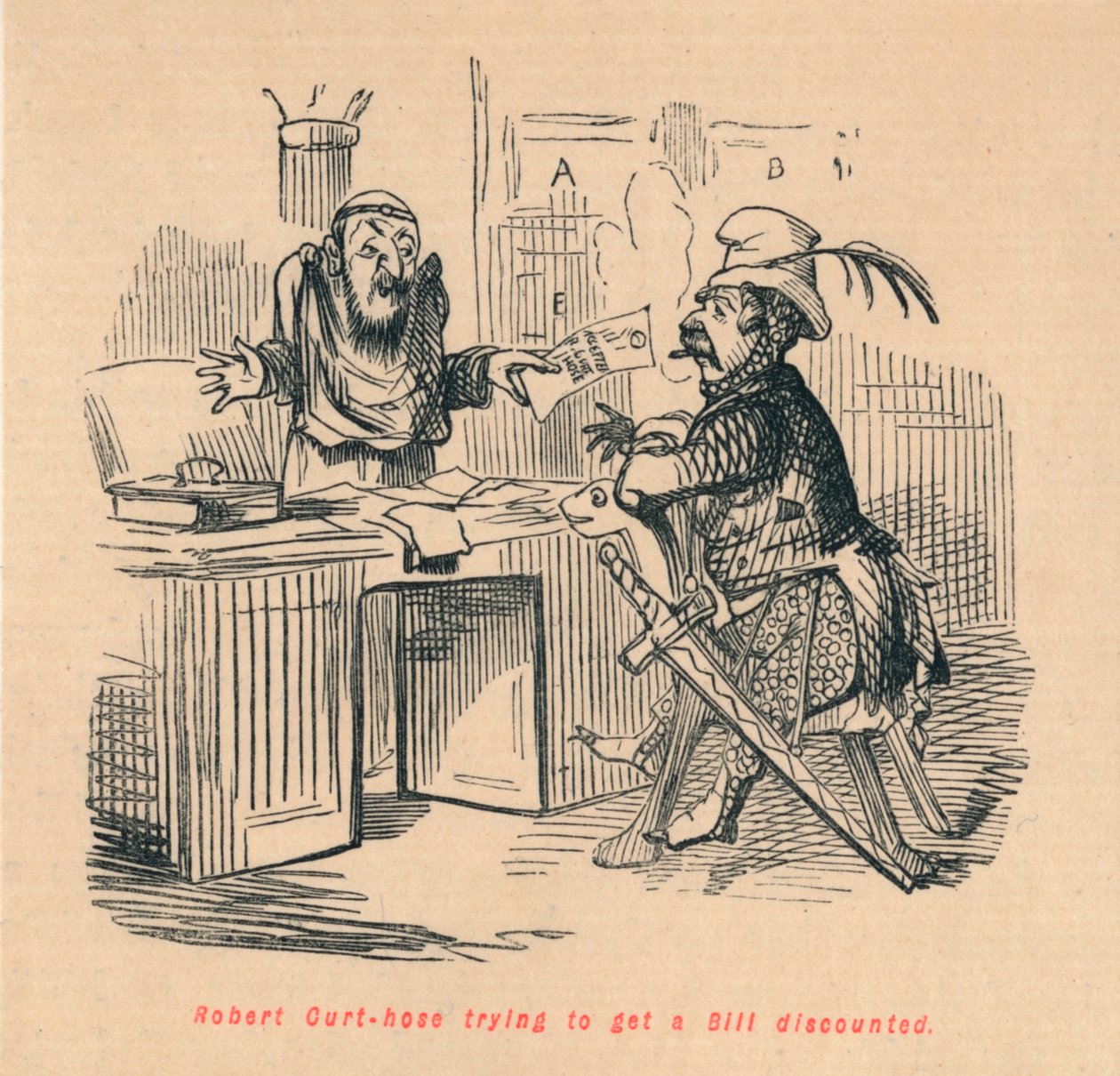 Robert Curthose prøver å få rabatt på en regning, c1860, c1860 av John Leech