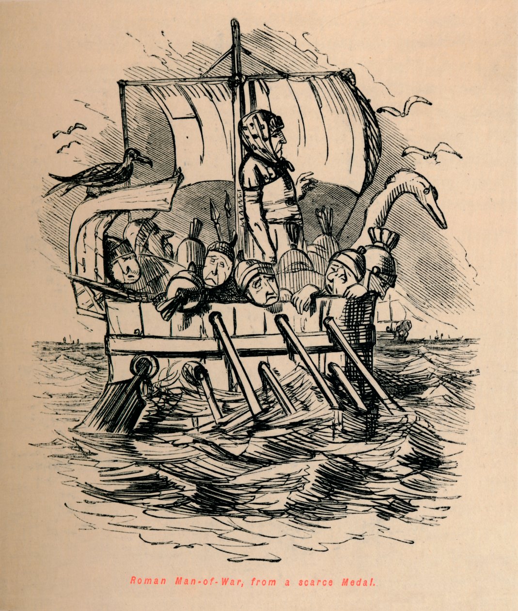 Roman Man-of-War, fra en knapp medalje, 1852 av John Leech
