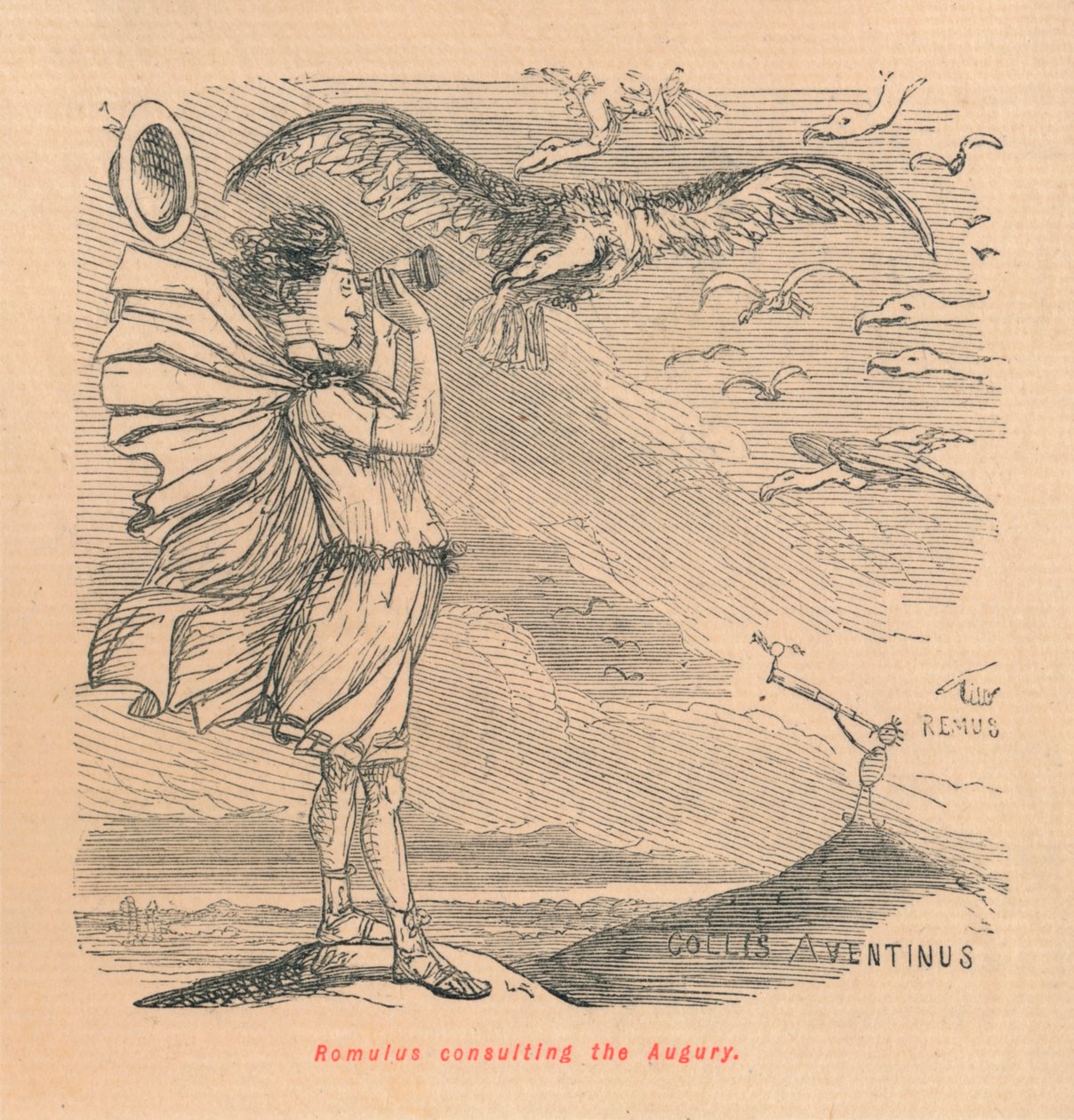Romulus konsulterte august, 1852 av John Leech