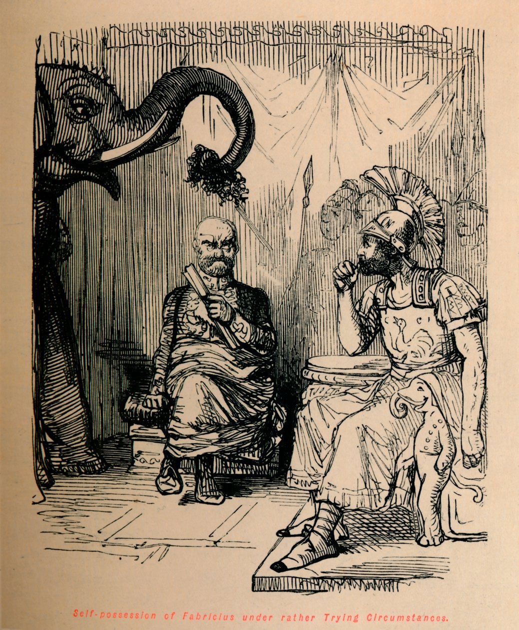 Selvbesittelse av Fabricius under ganske prøvende omstendigheter, 1852 av John Leech