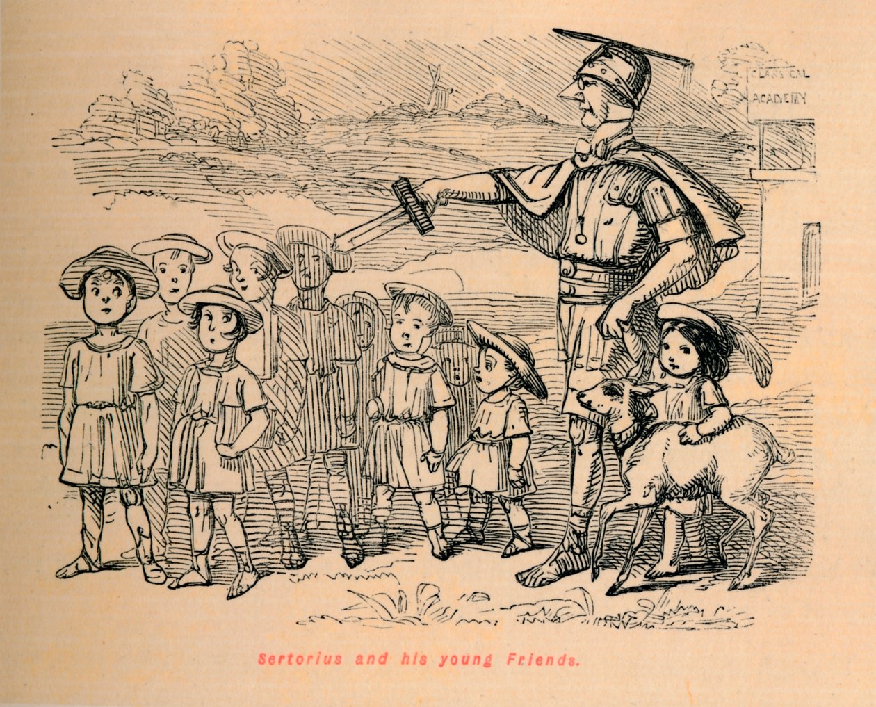Sertorius og hans unge venner, 1852 av John Leech