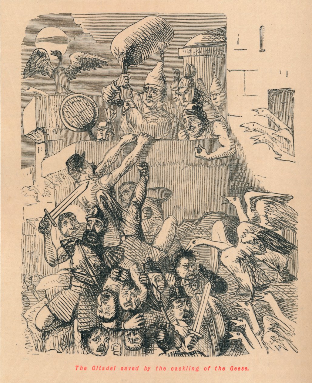 Citadellet reddet av gjessenes kakling, 1852 av John Leech