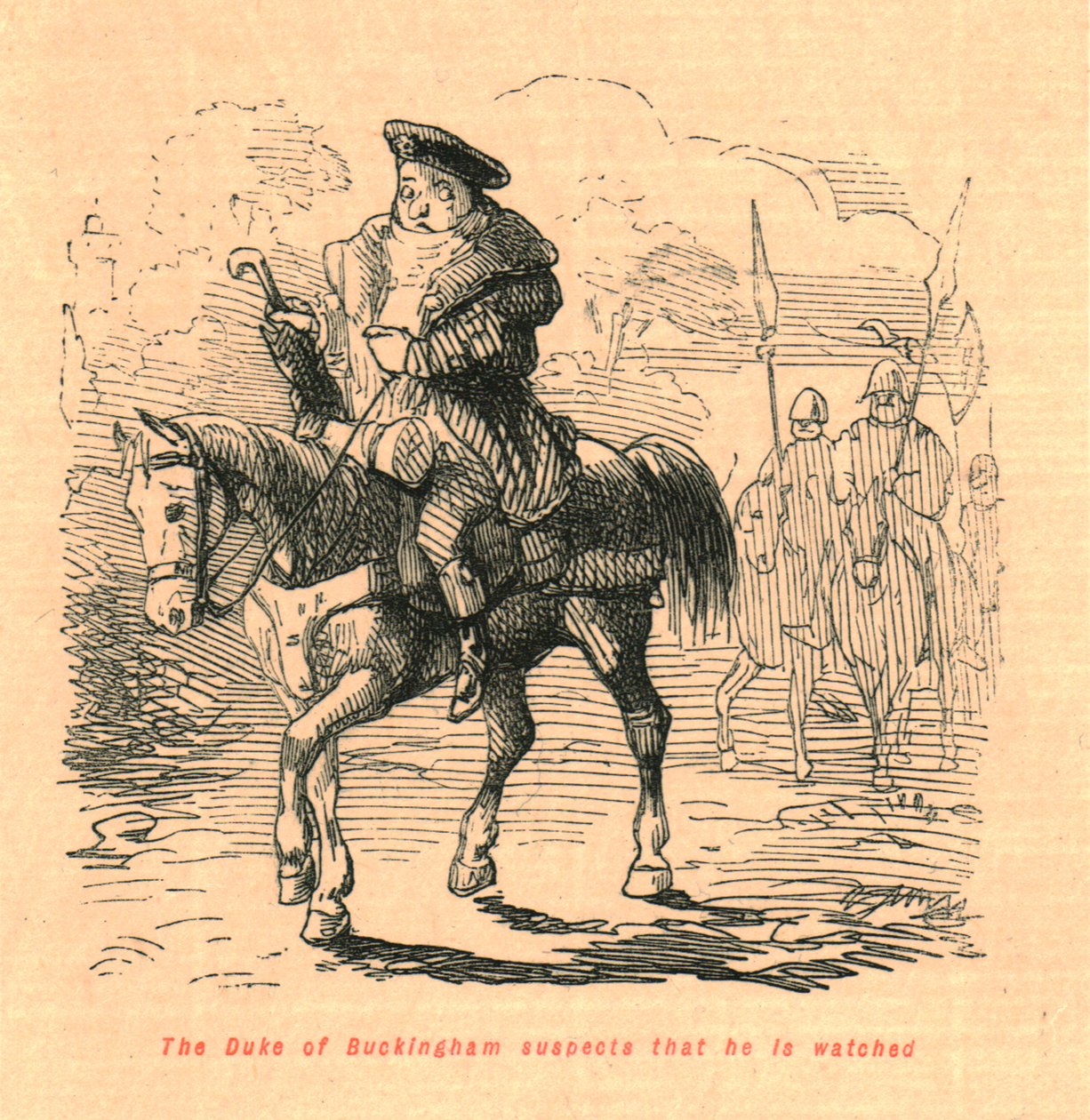 Hertugen av Buckingham mistenker at han blir overvåket, 1897. av John Leech