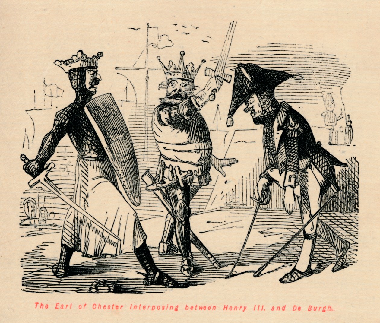 Jarlen av Chester mellom Henry III og De Burgh, c1860, c1860 av John Leech
