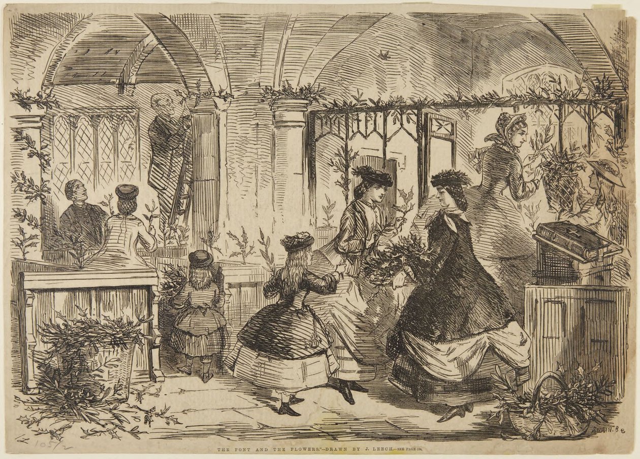 Døpefonten og blomstene av John Leech