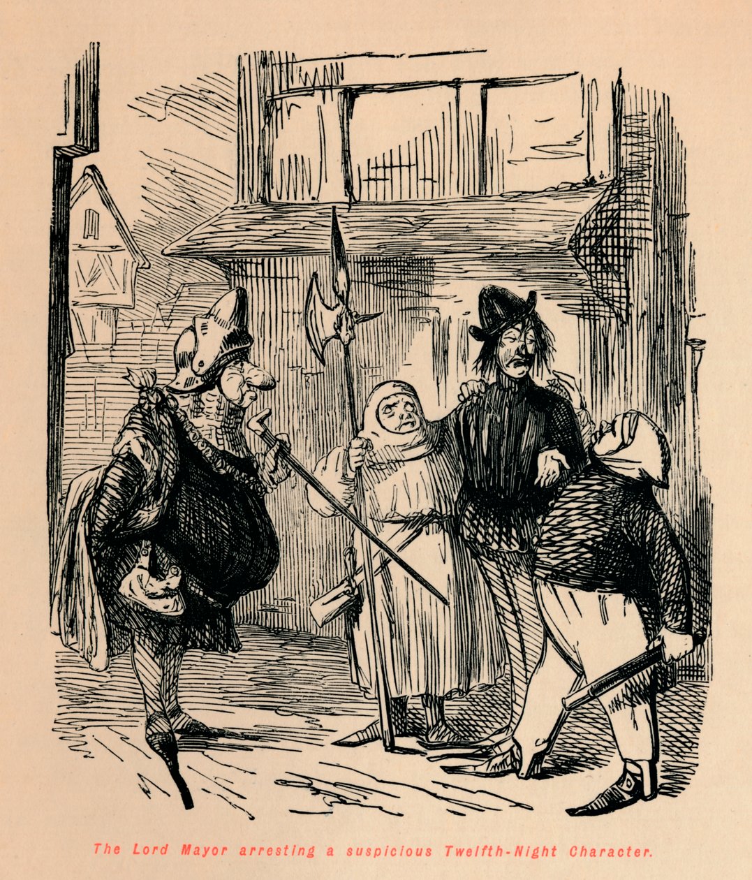 Lord Mayor arresterer en mistenkelig tolvte-natt-karakter, c1860, c1860 av John Leech
