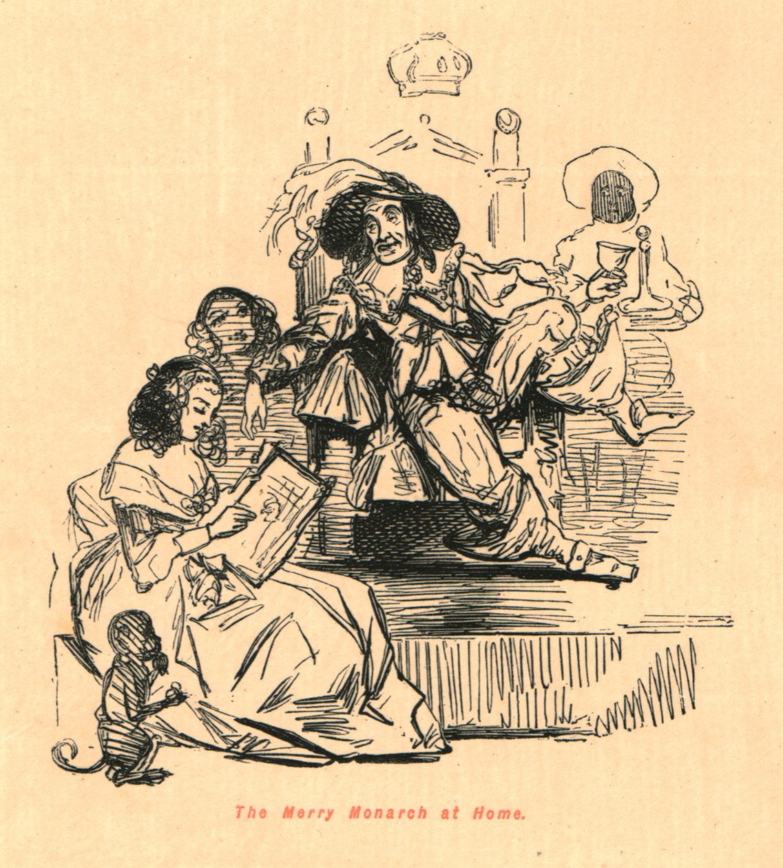 The Merry Monarch at Home, 1897. av John Leech