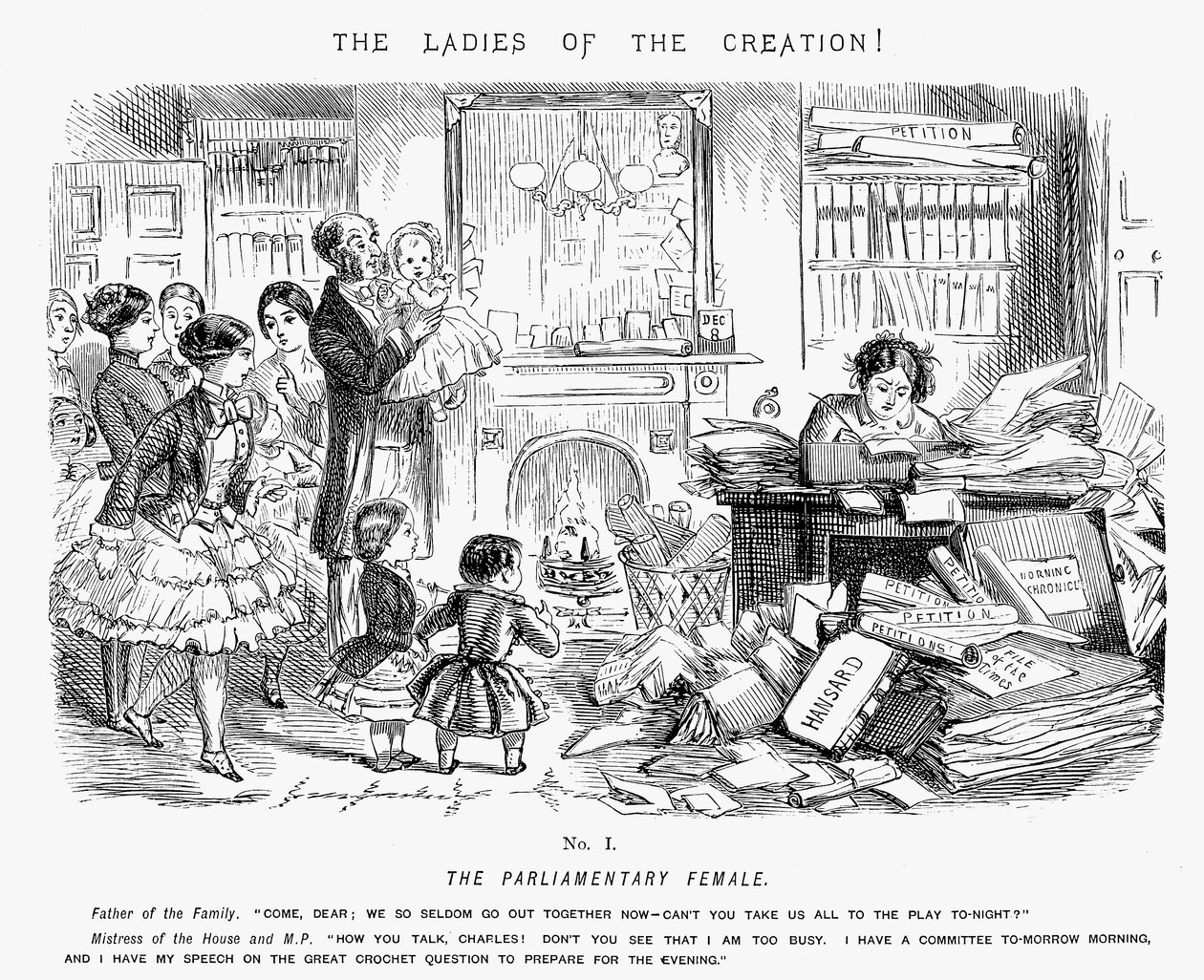 Den parlamentariske kvinnen, 1850 av John Leech