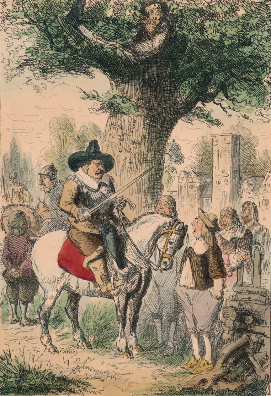 The Royal Oak, Penderell-familien aner ikke hvor Charles er!!!, 1850 av John Leech