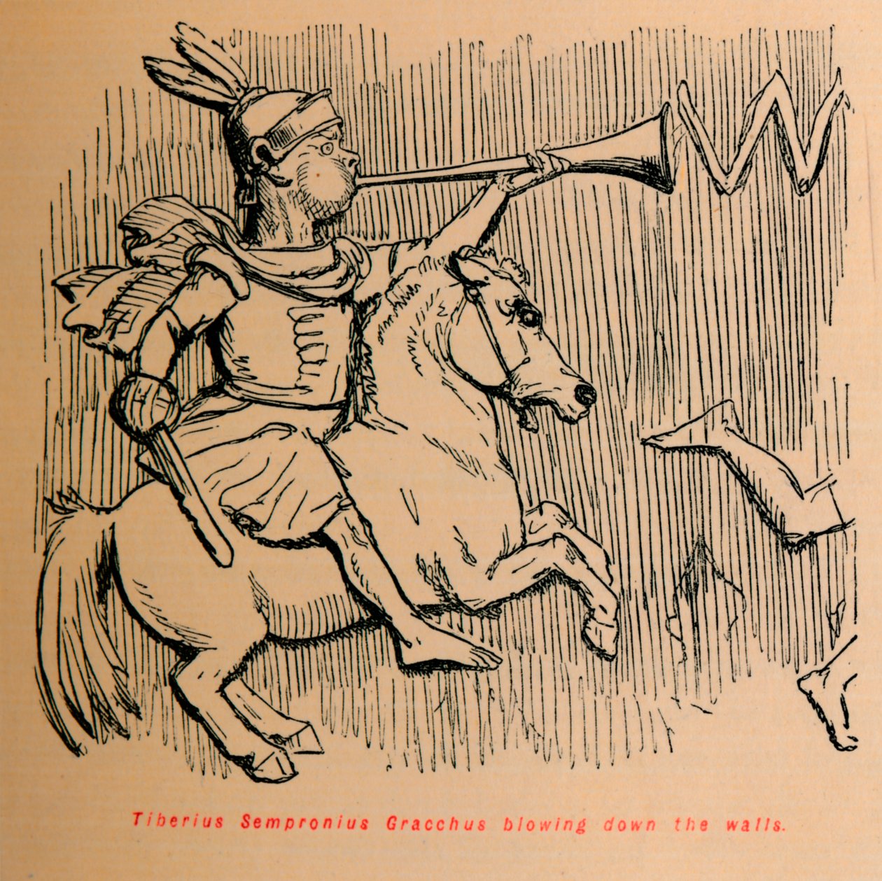Tiberius Sempronius Gracchus blåser ned veggene, 1852 av John Leech