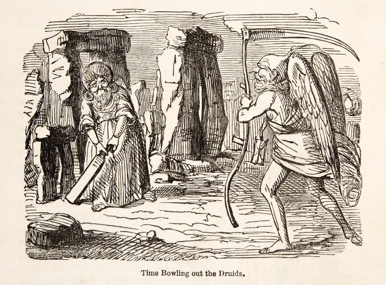 Time Bowling out the Druids, fra The Comic History of England, pub. 1864 av John Leech