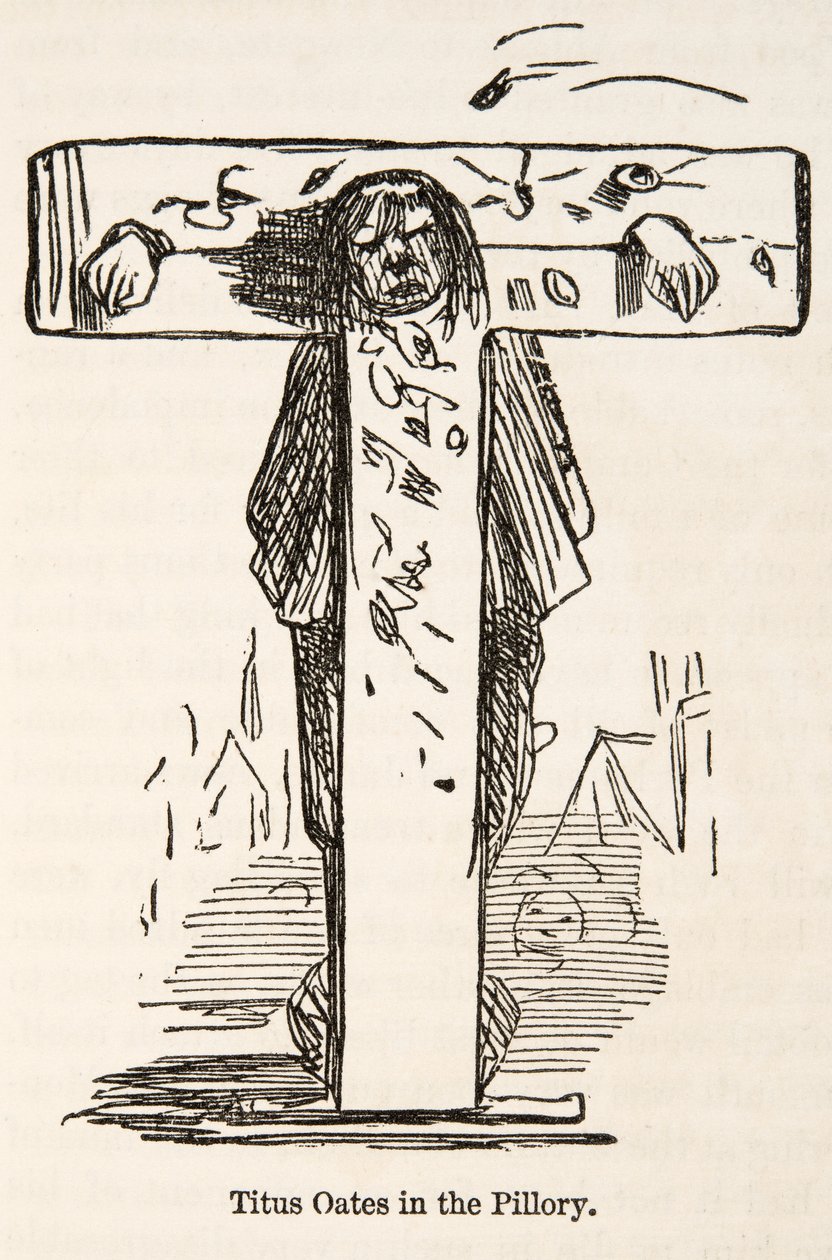 Titus Oates in the Pillar, fra The Comic History of England, pub. 1864 av John Leech